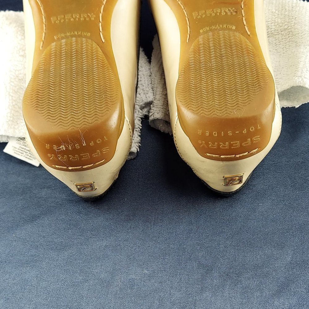 Sperry Tan & Black Patent Leather Penny Loafers Size 7.5M - Picture 13 of 14